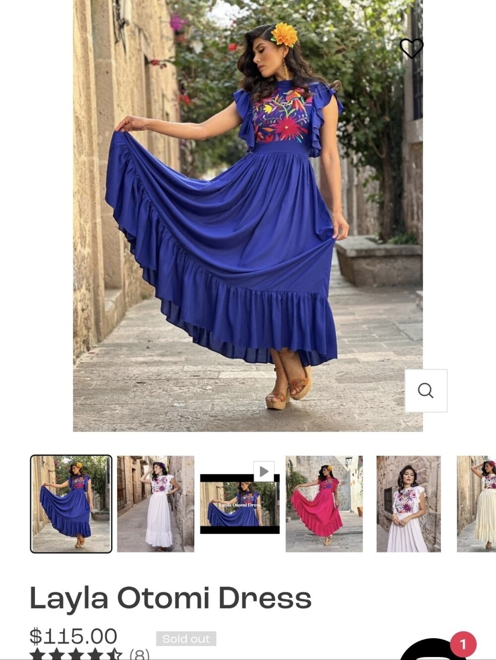 Solei Bright Blue Layla Otomi Embroidered Maxi Dress